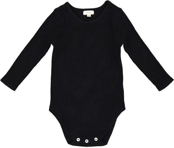 Lil Legs Black Knit Crewneck Onesie