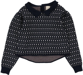 Analogie Floral Knit Sweater in Navy Multi