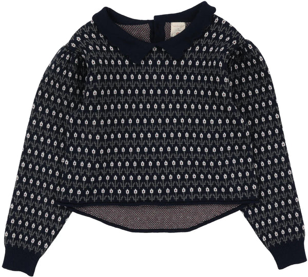 Analogie Floral Knit Sweater in Navy Multi