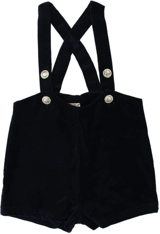 Analogie Velvet Suspender Shorts in Navy