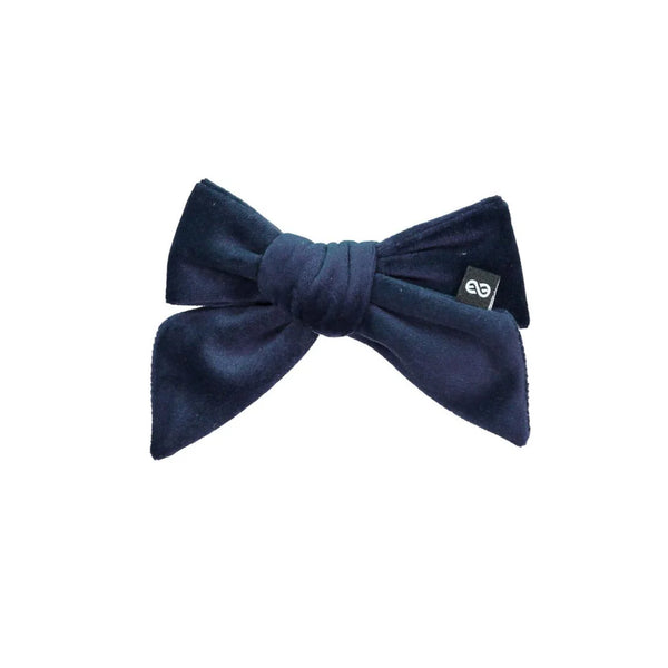 Knot Felted Velvet Bow Clip in Navy