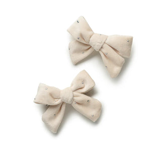 Halo Luxe Vivienne Studded Velveteen Double Clip Set Ecru