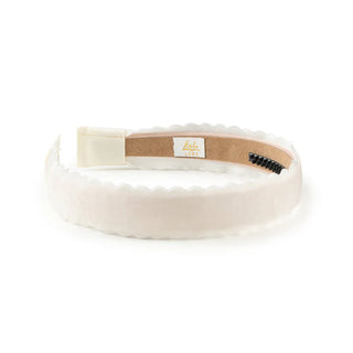 Halo Luxe Opaline Scalloped Velvet Headband in Ecru