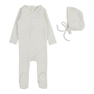 Lilette Woven Print Footie Set in Light Blue
