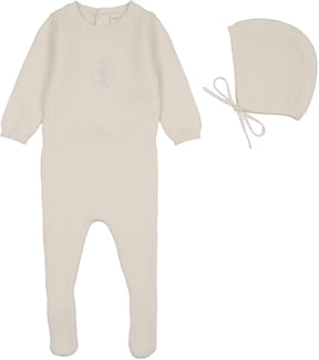 Lil Legs Boys Crest footie Set in cream