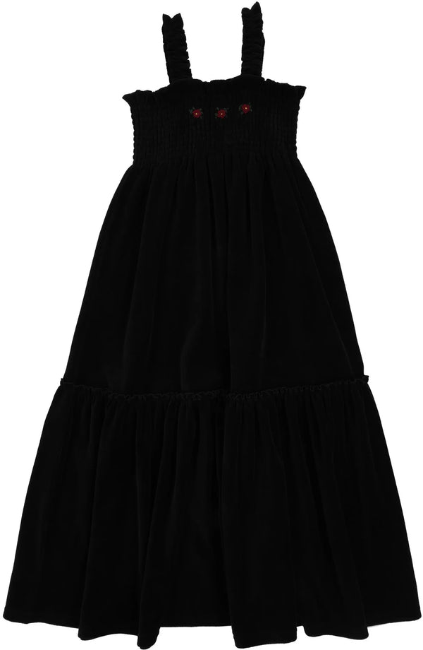 Lil Legs Velour Smocked Maxi in Black