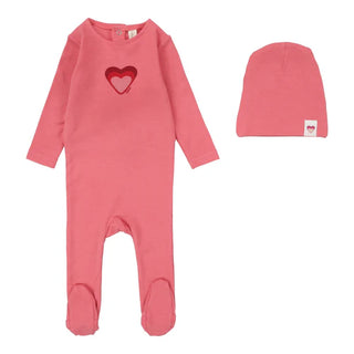 Lilette Big Graphic Heart Footie Set Bright Pink