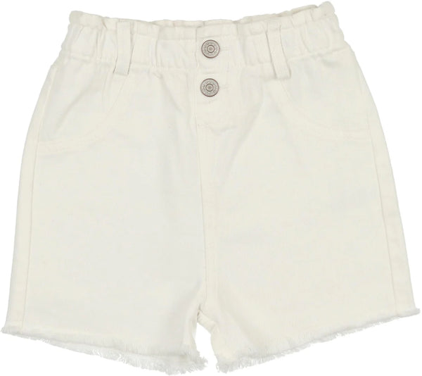 Lil Legs White Denim Paperbag Shorts