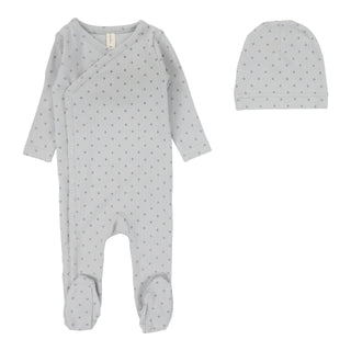 Lilette Diamond Dot Footie Set in Pale Blue