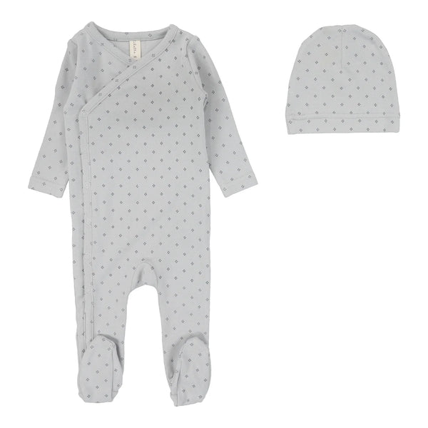Lilette Diamond Dot Footie Set in Pale Blue