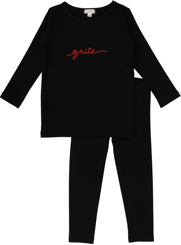 Lil Legs Black/Red Gnight Lounge Set