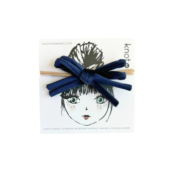 Knot Corded Mini Bow Band in Navy