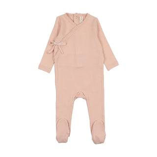 Lilette Pinpoint Wrapover Footie in Peach