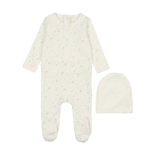 Lilette White/Rose Starry Night Footie Set