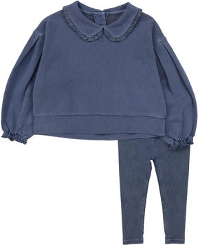 Analogie Girls Sweatshirt Set in Blue wash