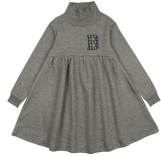 Lil Legs Light Grey Plaid Applique Sweatshirt Dress