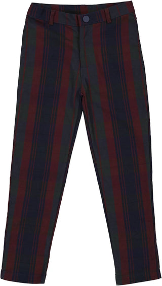 Analogie Printed Pants Burgundy Plaid