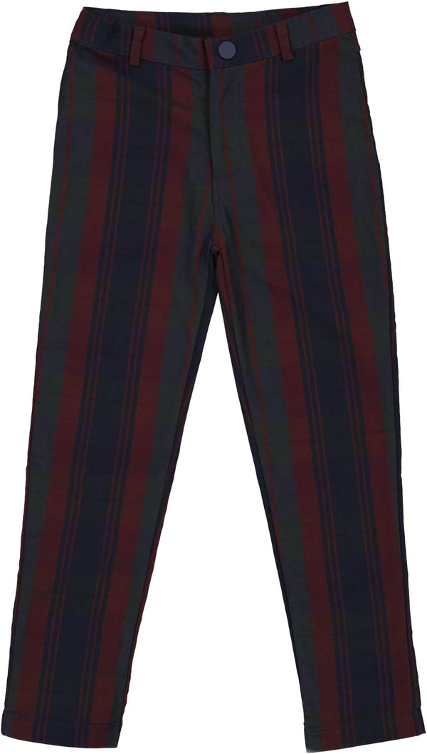 Analogie Printed Pants Burgundy Plaid