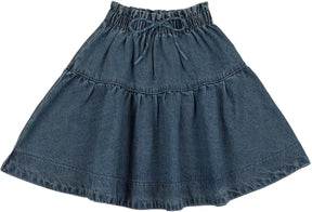 Lil Legs Mid Blue Wash Denim Gathered Skirt