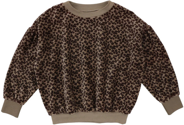 Analogie Girl Taupe Floral Velour Sweatshirt