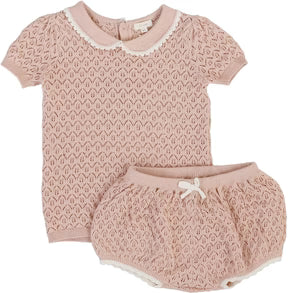 Analogie Girls Knit Set in Bud Pink