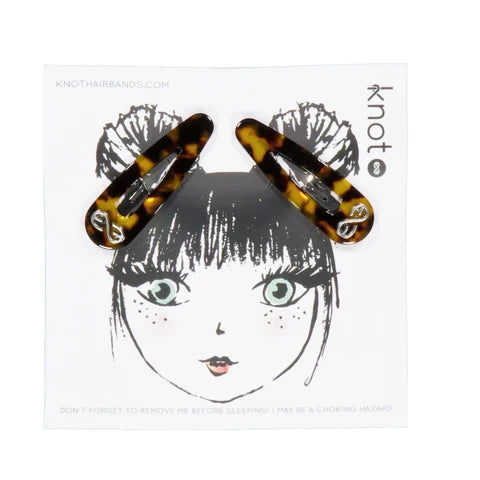 Knot Tortoise Snap Clip Set Amber