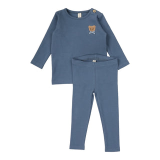 Lilette Bear Applique Lounge set in Slate