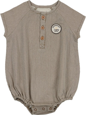 Lil Legs Dainty Denim Boys Romper in Natural Stripe