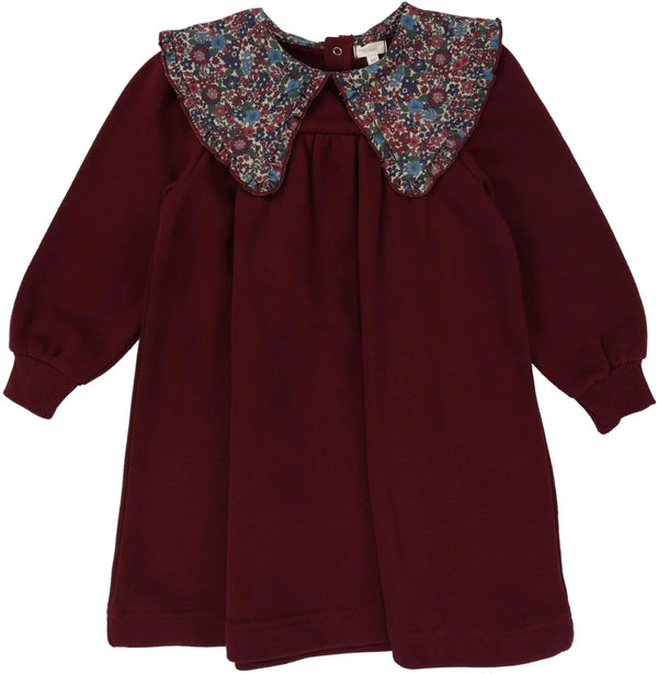 Lil Leg Burgundy Floral Collar Sweatshirt Dress