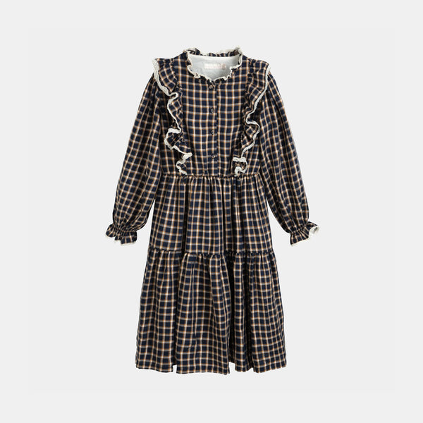 C'era Una Volta Bella Dress in Blue Check Lurex