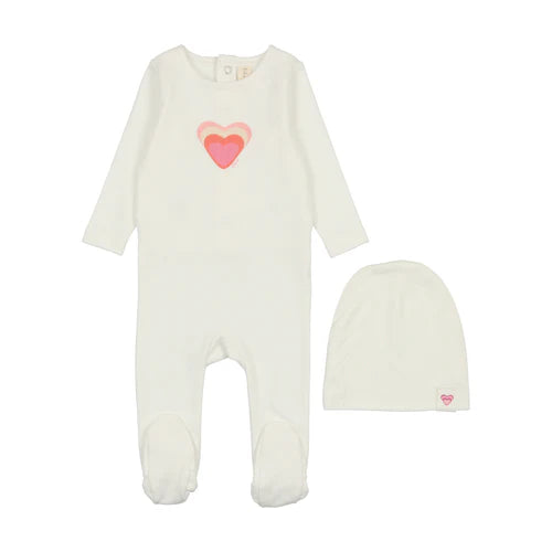 Lilette Big Graphic Heart Footie Set Winter White