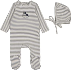 Lil Legs Denim City Footie Set in Blue Stripe