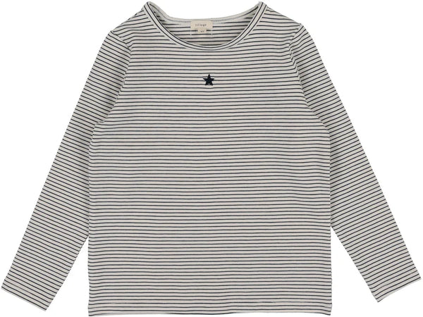 Lil Legs Striped Long Sleeve Tee In Navy Stripe