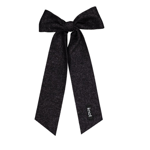 Knot Feather Felt Long Bow Clip Blackbird