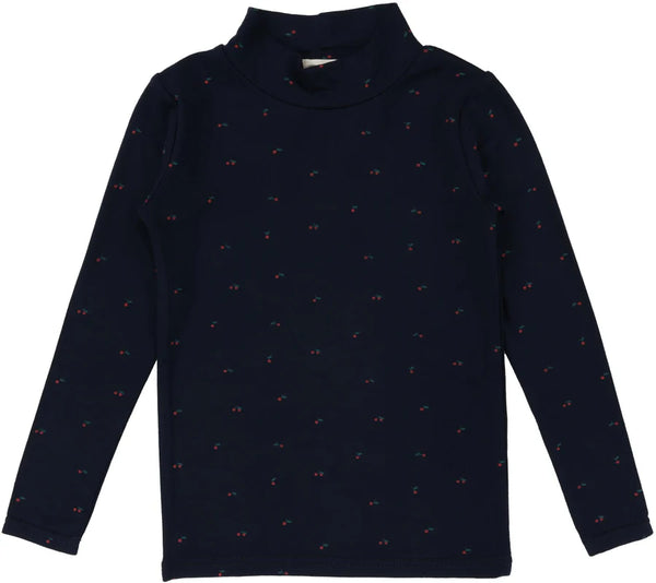 Lil Legs Navy/Cherry Printed Mockneck