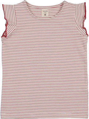 Lil Legs Denim City Flutter Tank in Red Stripe
