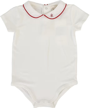 Analogie Peter Pan Onesie with Piping in White/Red