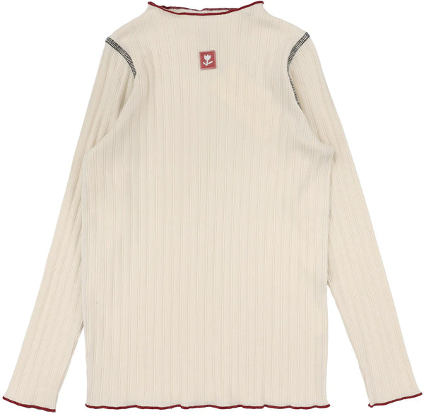 Lil Legs Contrast Funnel Neck in Ecru