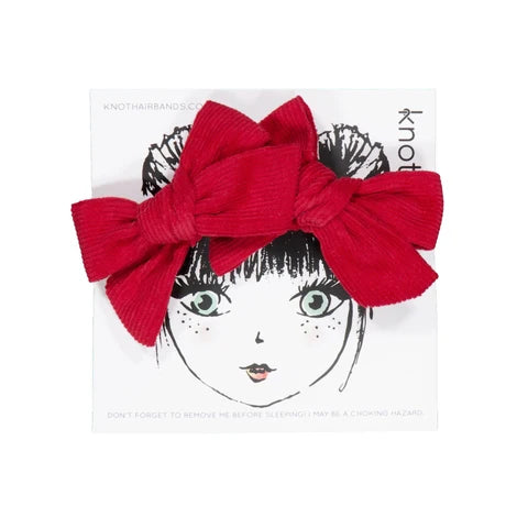 Knot Corduroy Mini Bow Set Cardinal Red