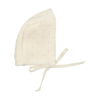 Lilette Cream/Taupe Dot Velour Bonnet