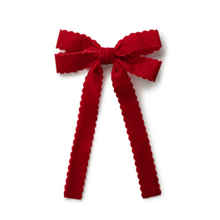 Halo Luxe Opaline Scalloped Velvet Bow Scarlet