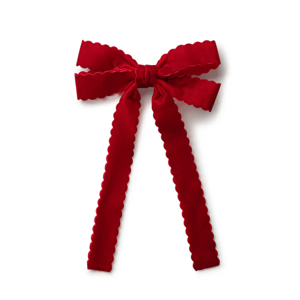 Halo Luxe Opaline Scalloped Velvet Bow Scarlet