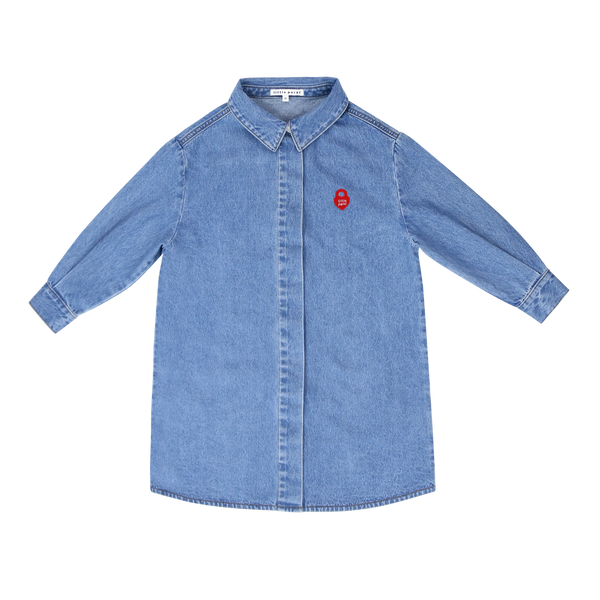 Little Parni Denim Shirtdress in Blue Denim