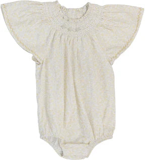 Lil Legs Sunny Blossoms Flutter Romper in Yellow