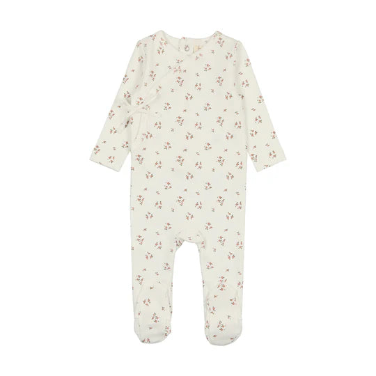 Lilette Dainty Floral Footie in Winter White /Floral