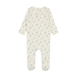 Lilette Dainty Floral Footie in Winter White /Floral