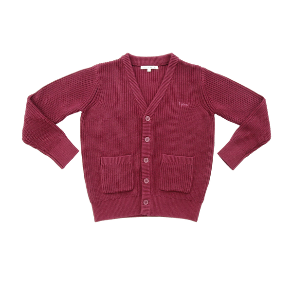 Little Parni Boys Classic Knit Cardigan in Burgundy