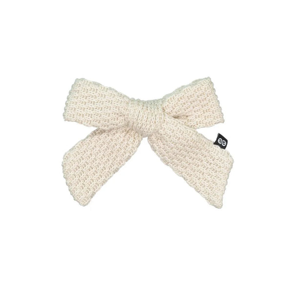 Knot Knitted Bow Clip in Cream