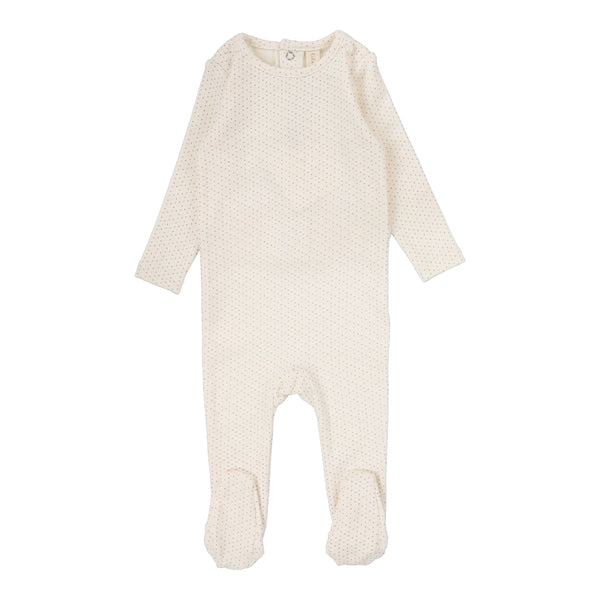 Lilette Dotted Footie in Cream/Pink
