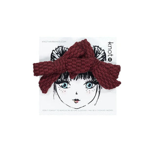 Knot Knitted Mini Bow Set in Wine